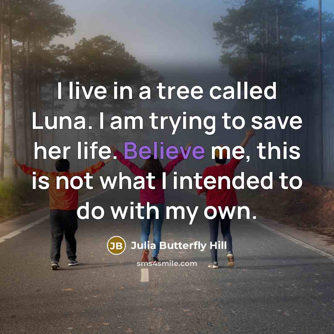 “I live in a tree called Luna. I am trying…” quote by Julia Butterfly Hill