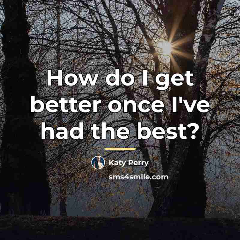 “How do I get better once I've had the best?…” quote by Katy Perry