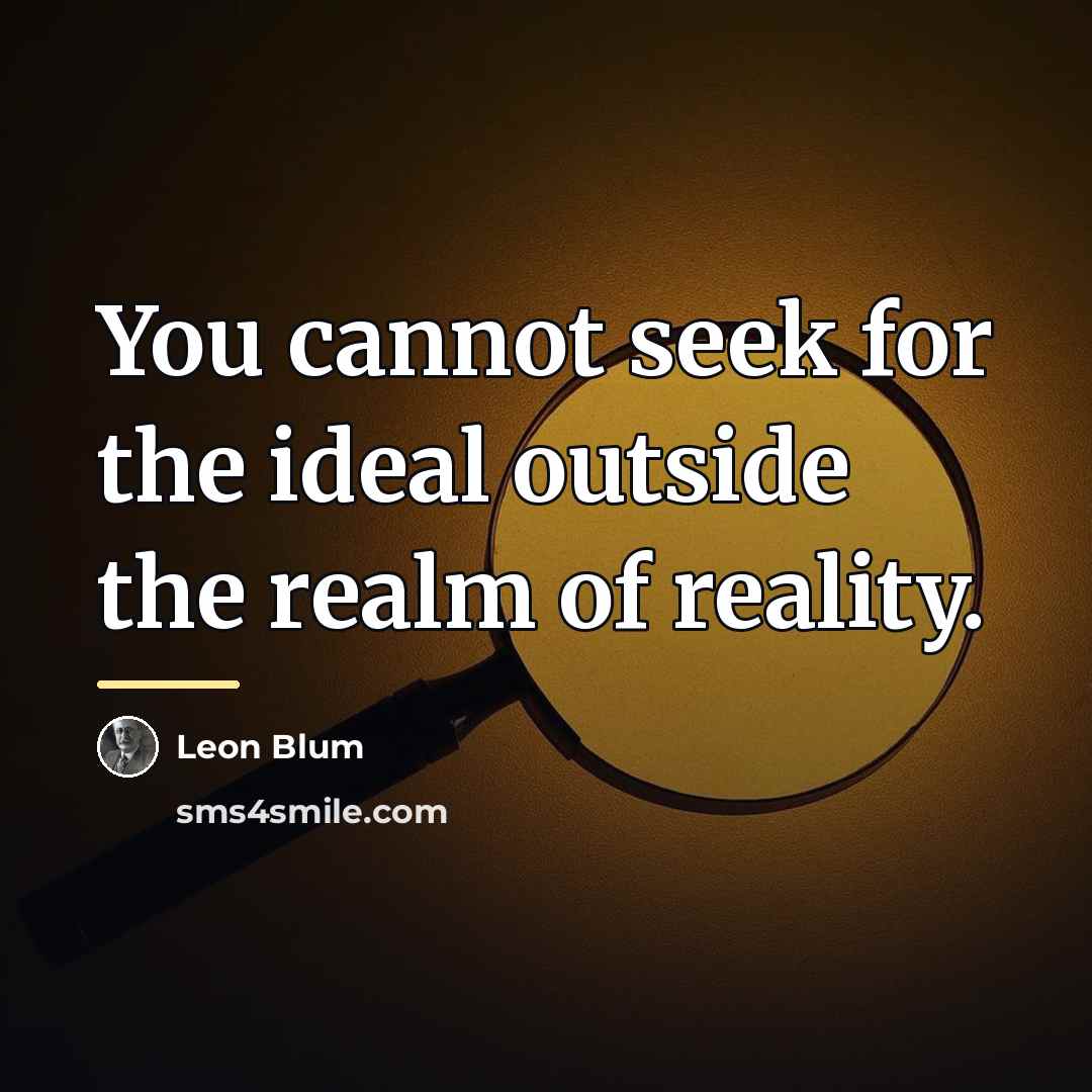 “You cannot seek for the ideal outside the realm of…” quote by Leon Blum