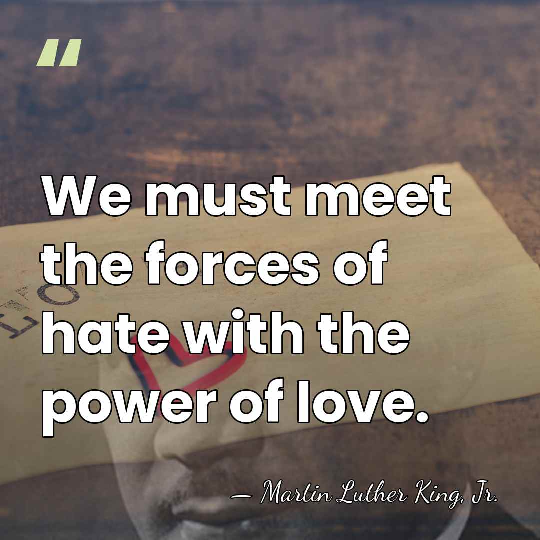 We must meet the forces of hate with the power of love. - Martin Luther King, Jr.