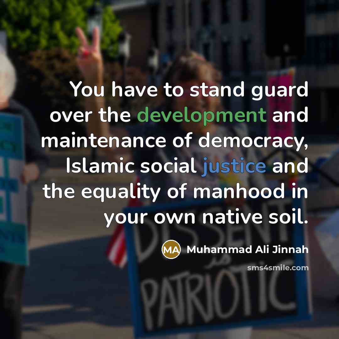 “You have to stand guard over the development and maintenance…” quote by Muhammad Ali Jinnah