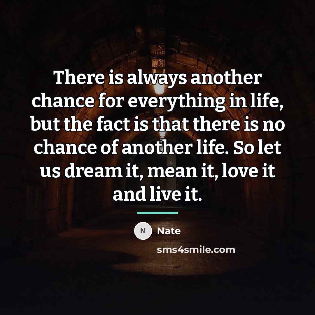 “There is always another chance for everything in life, but…” quote by Nate