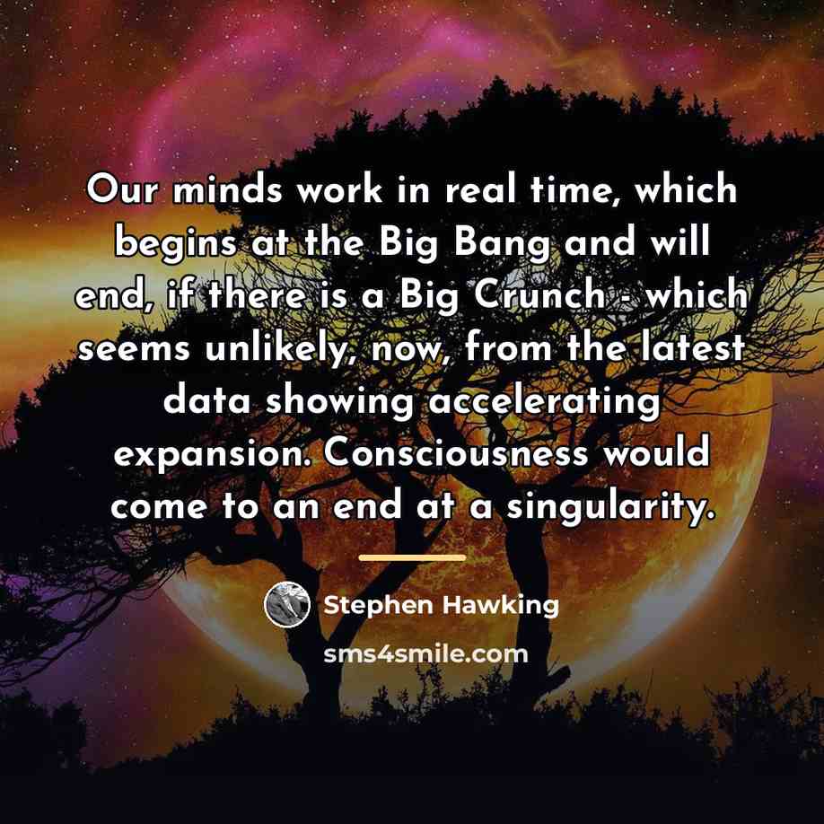 “Our minds work in real time, which begins at the…” quote by Stephen Hawking