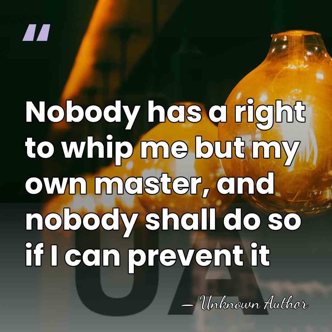 Nobody has a right to whip me but my own master, and&hellip; - Unknown Author