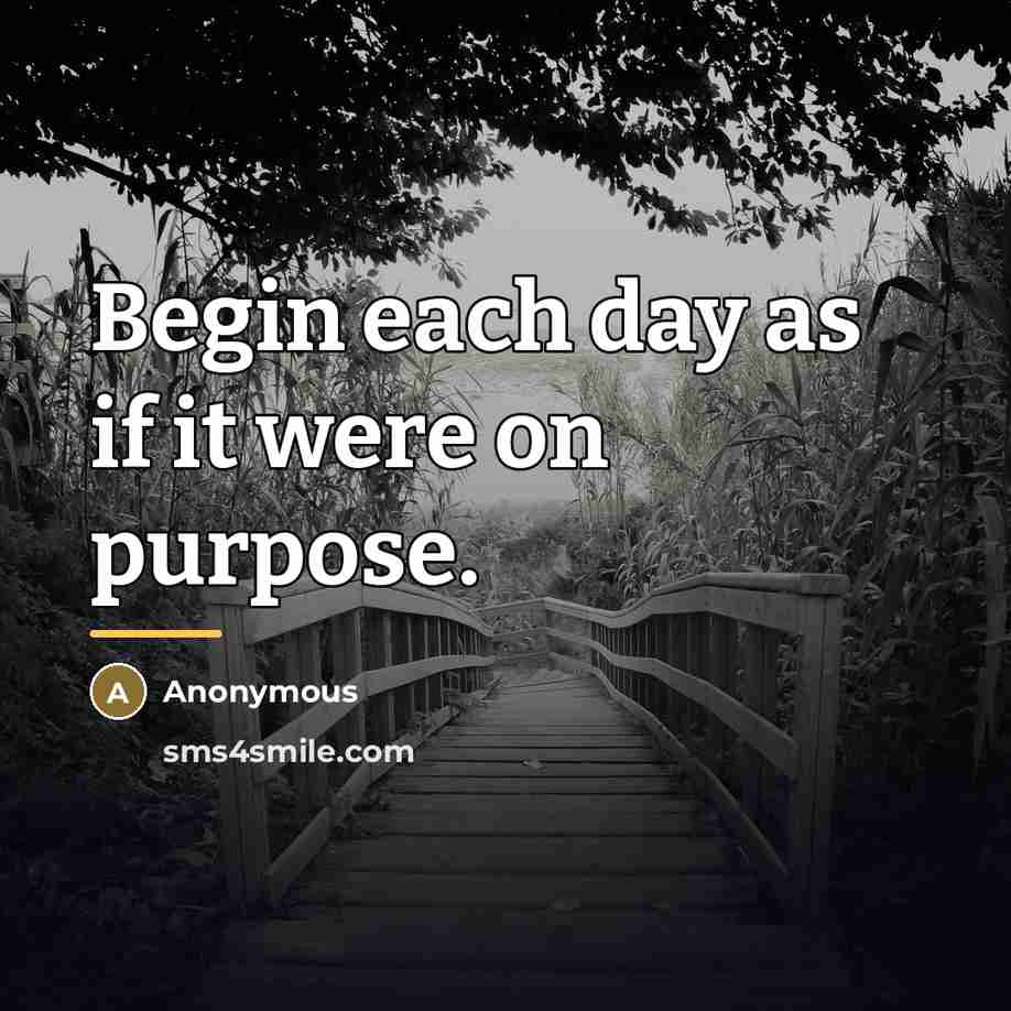 “Begin each day as if it were on purpose.…” quote by Anonymous