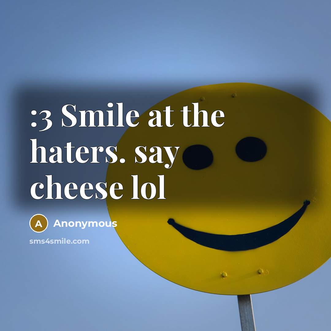 “:3 Smile at the haters. say cheese lol” quote by Anonymous