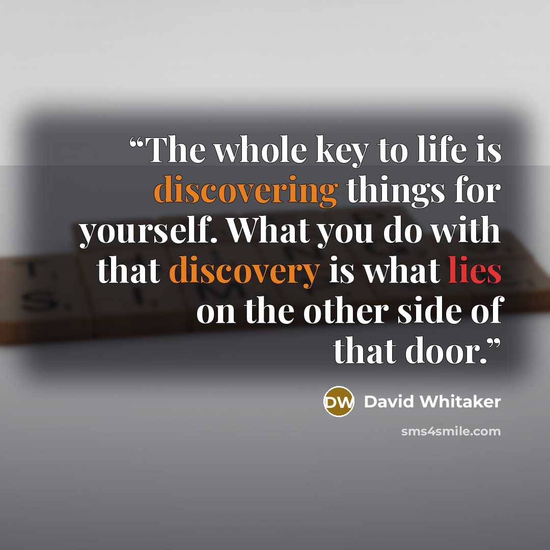 “The whole key to life is discovering things for yourself. What you do with that discovery is what lies on the other side of that door.” quote by David Whitaker