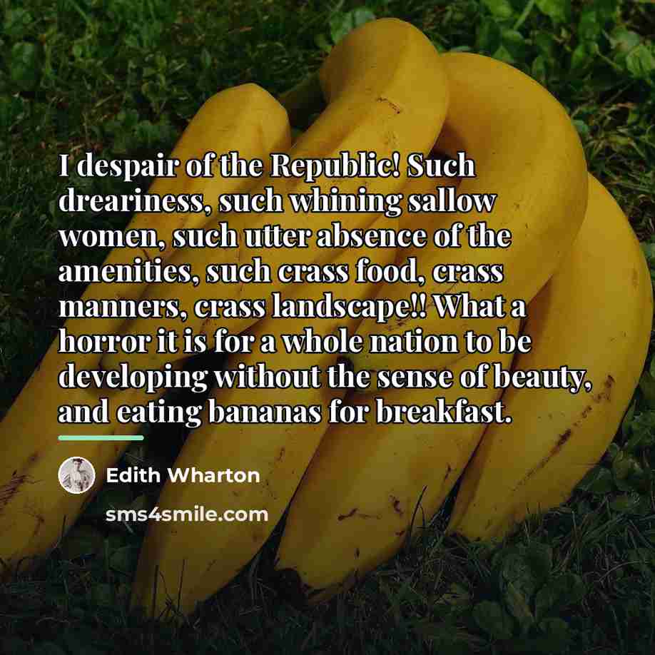“I despair of the Republic! Such dreariness, such whining sallow…” quote by Edith Wharton