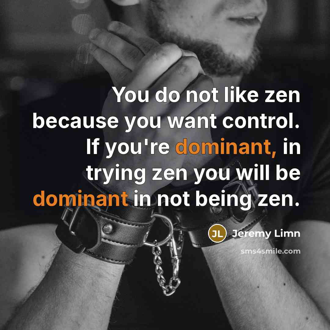 “You do not like zen because you want control. If…” quote by Jeremy Limn