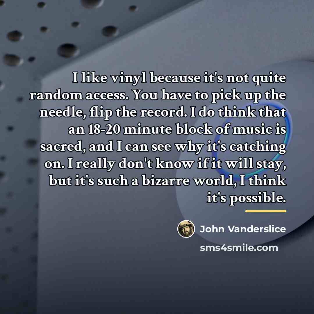 “I like vinyl because it's not quite random access. You…” quote by John Vanderslice