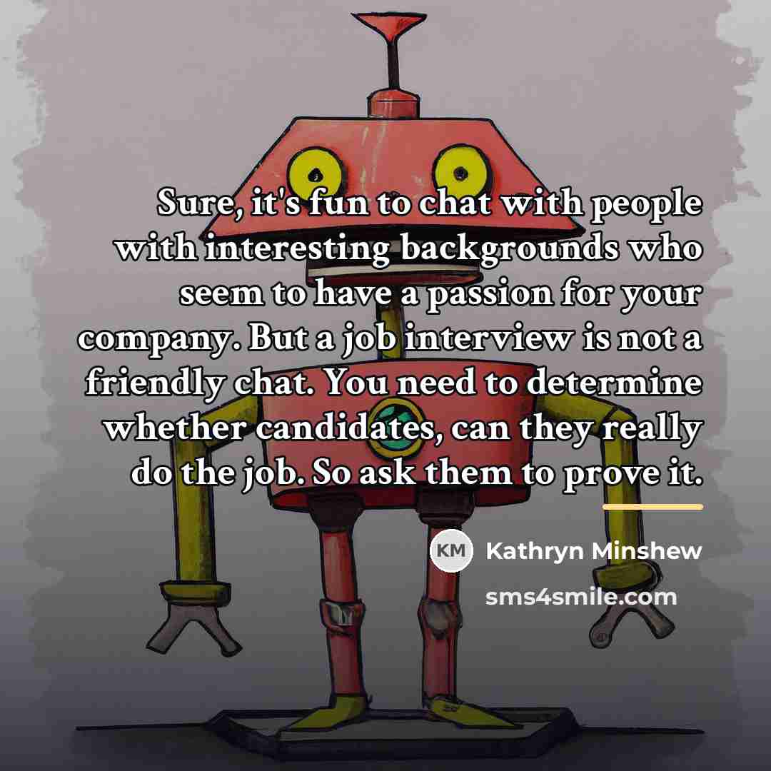 “Sure, it's fun to chat with people with interesting backgrounds…” quote by Kathryn Minshew