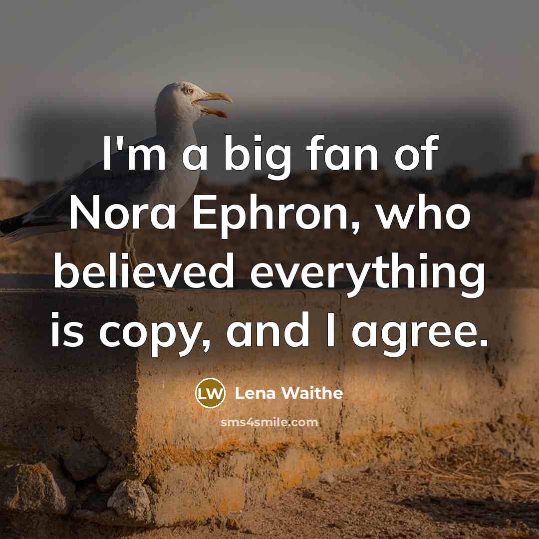“I'm a big fan of Nora Ephron, who believed everything…” quote by Lena Waithe