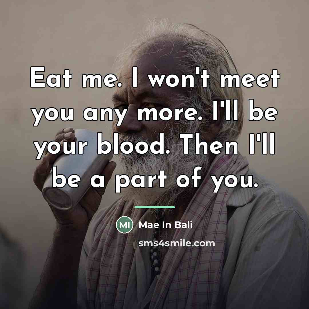 “Eat me. I won't meet you any more. I'll be…” quote by Mae In Bali