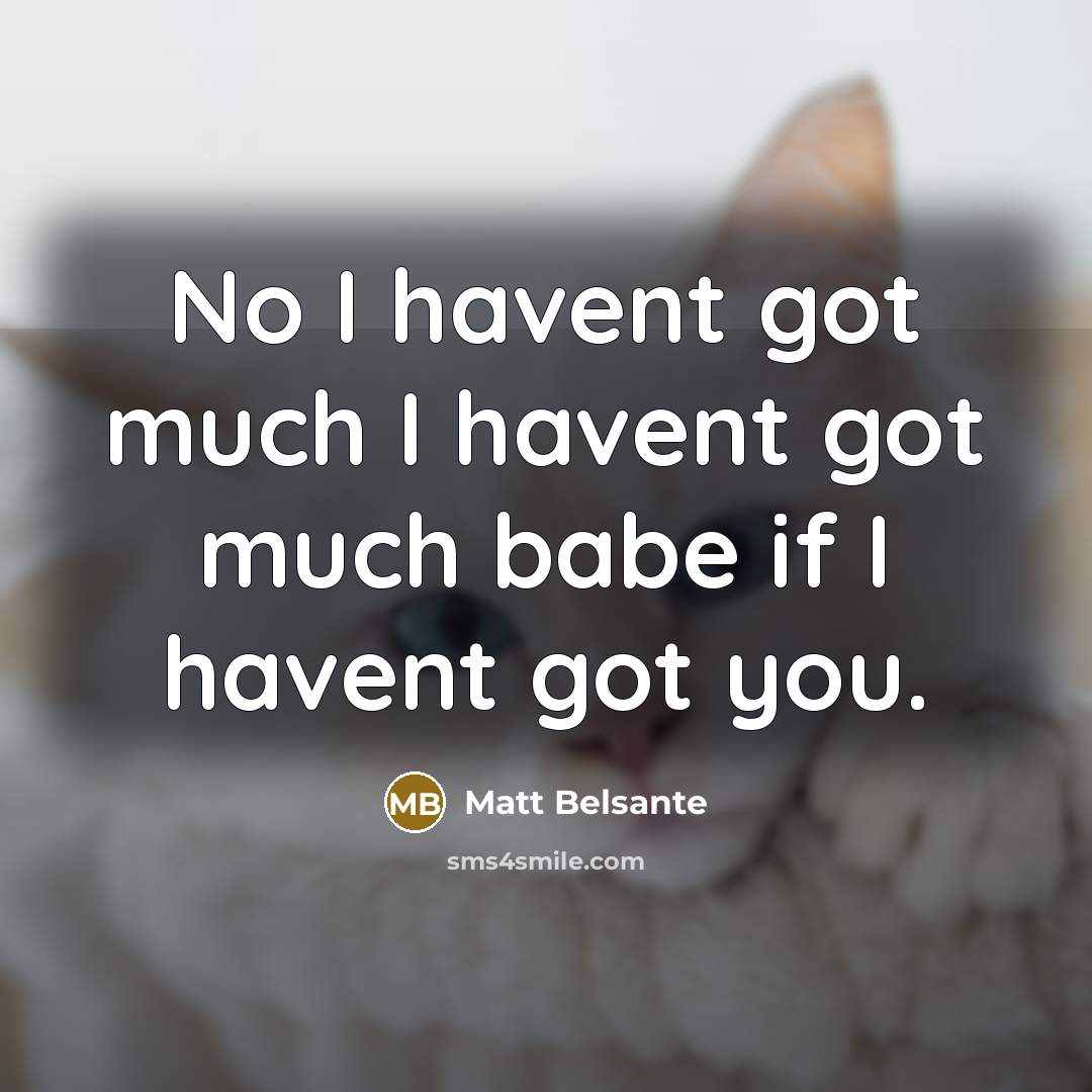 “No I havent got much I havent got much babe if I havent got you.” quote by Matt Belsante