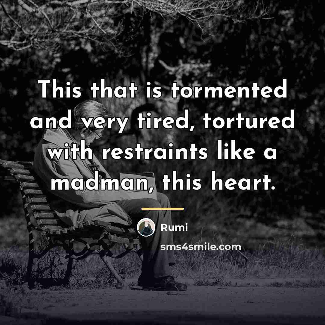 “This that is tormented and very tired, tortured with restraints…” quote by Rumi