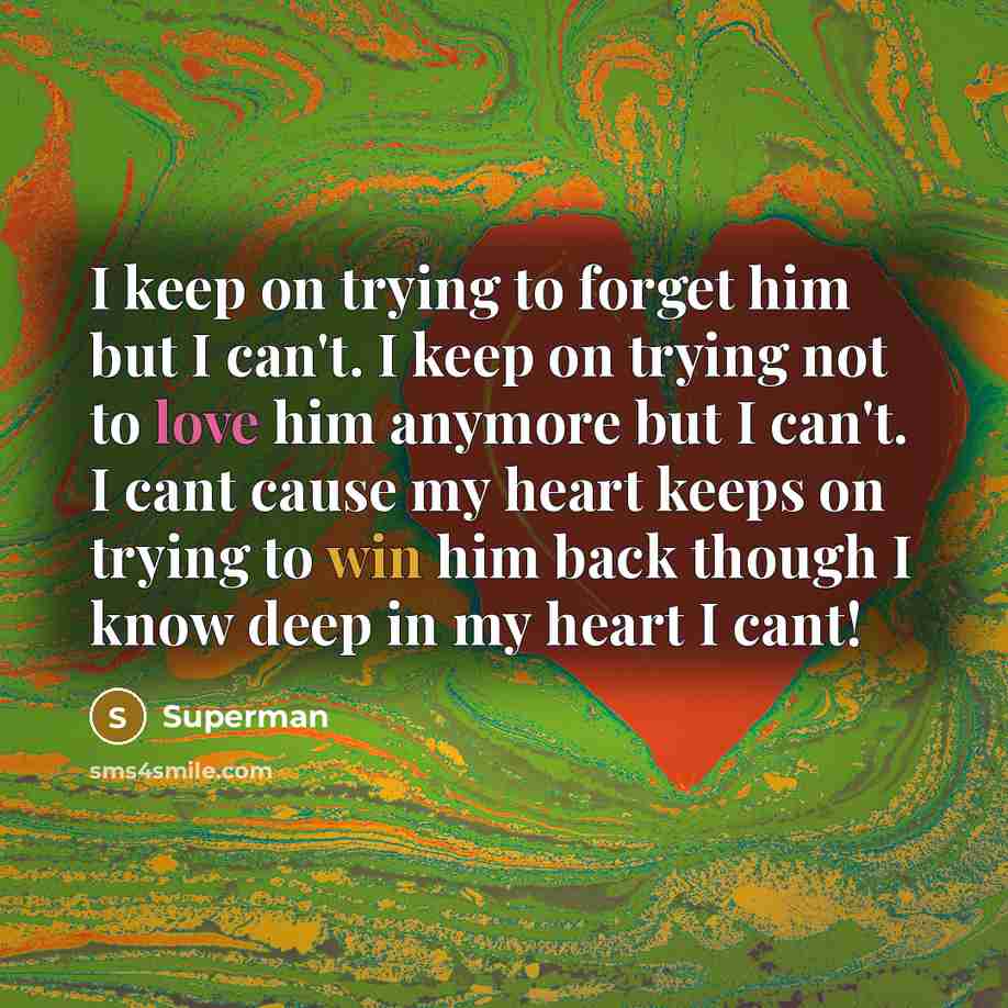 “I keep on trying to forget him but I can't.…” quote by Superman