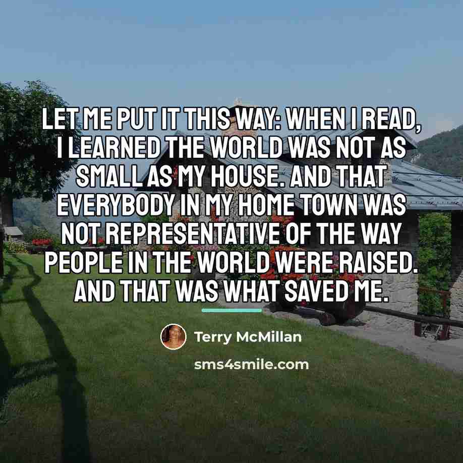 “Let me put it this way: when I read, I…” quote by Terry McMillan