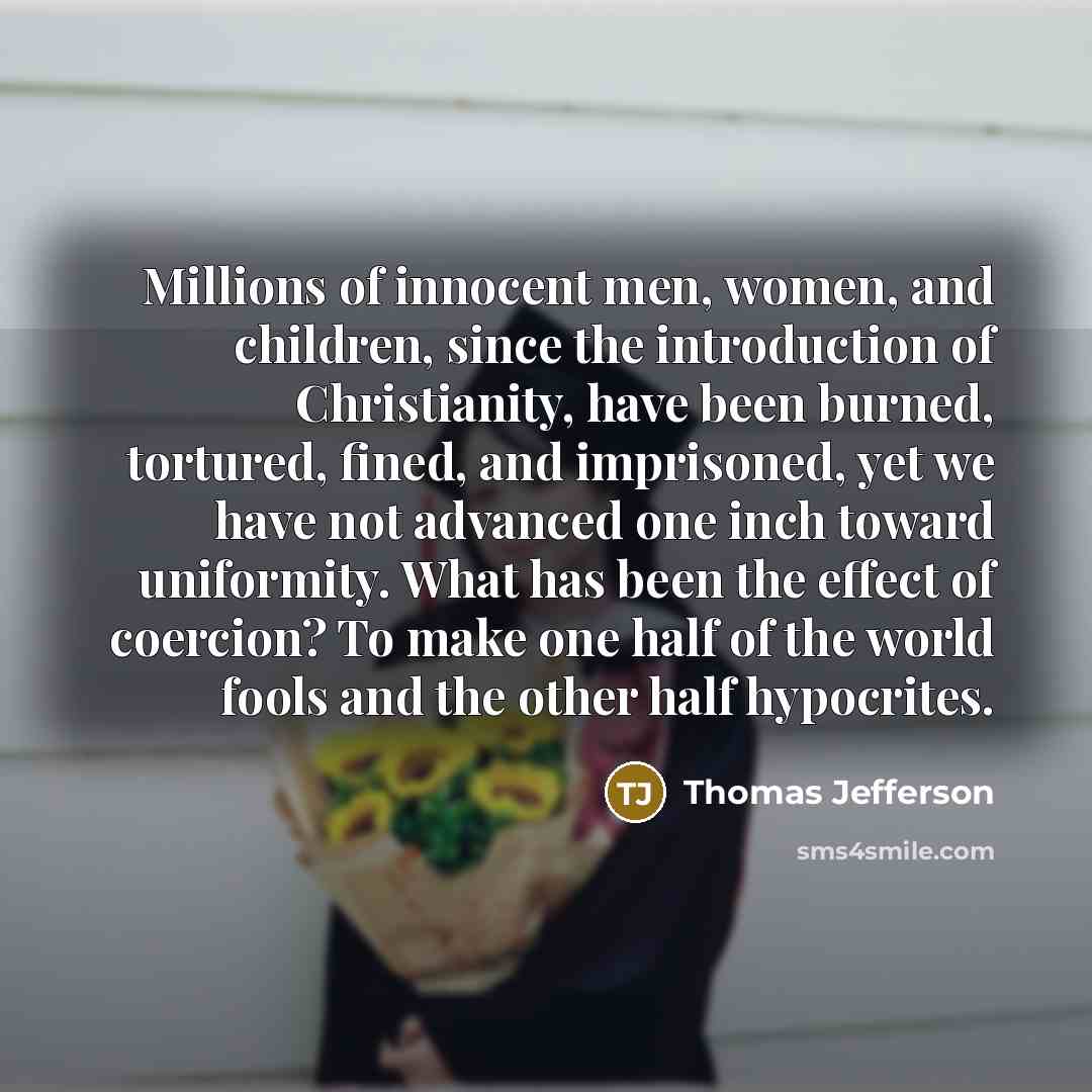 “Millions of innocent men, women, and children, since the introduction…” quote by Thomas Jefferson