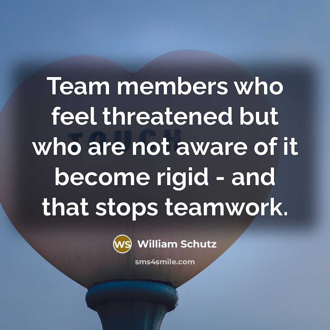 “Team members who feel threatened but who are not aware…” quote by William Schutz