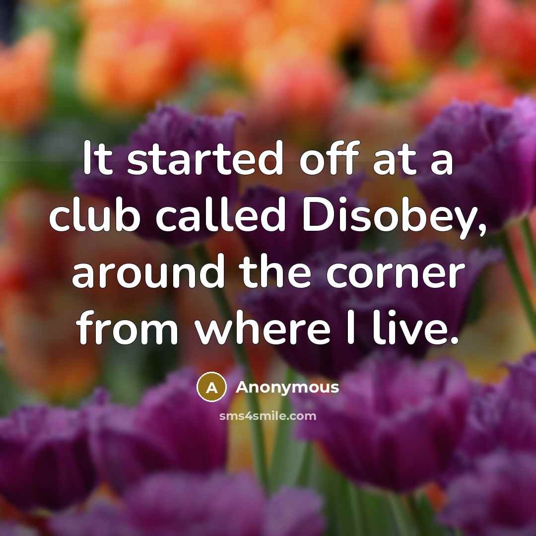 “It started off at a club called Disobey, around the corner from where I live.” quote by Anonymous