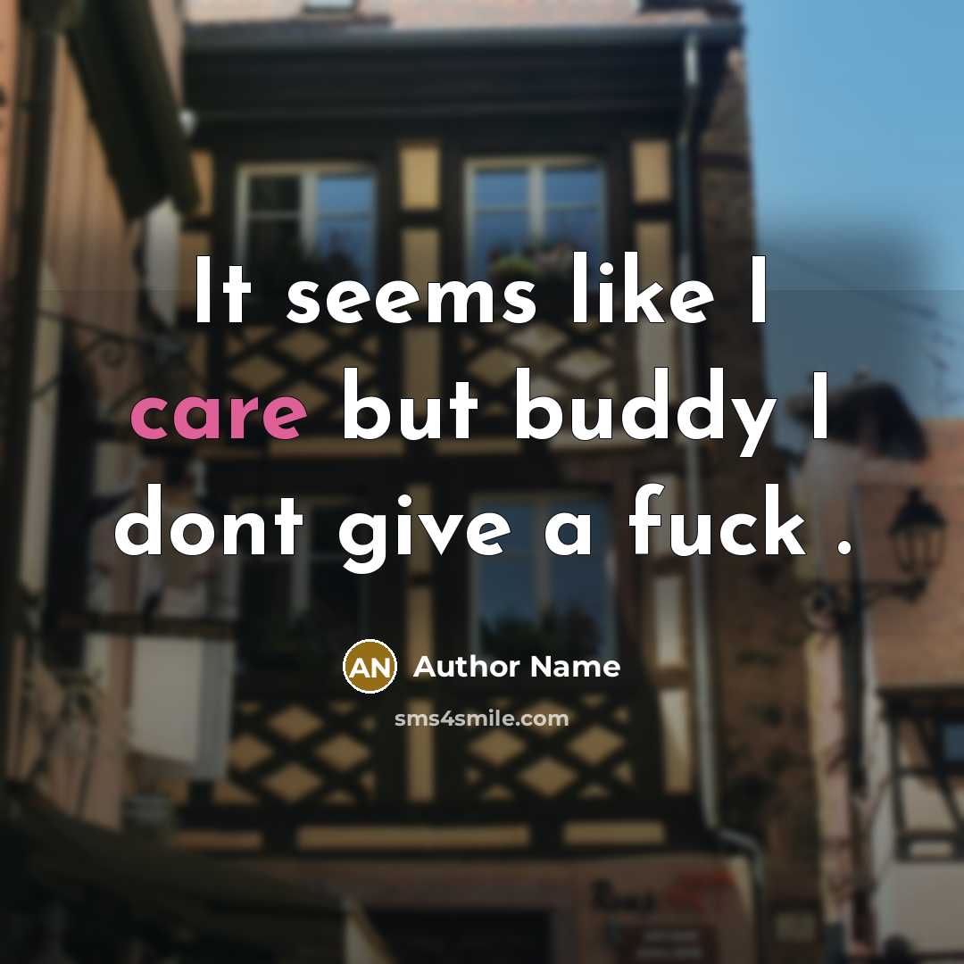 “It seems like I care but buddy I dont give…” quote by Author Name
