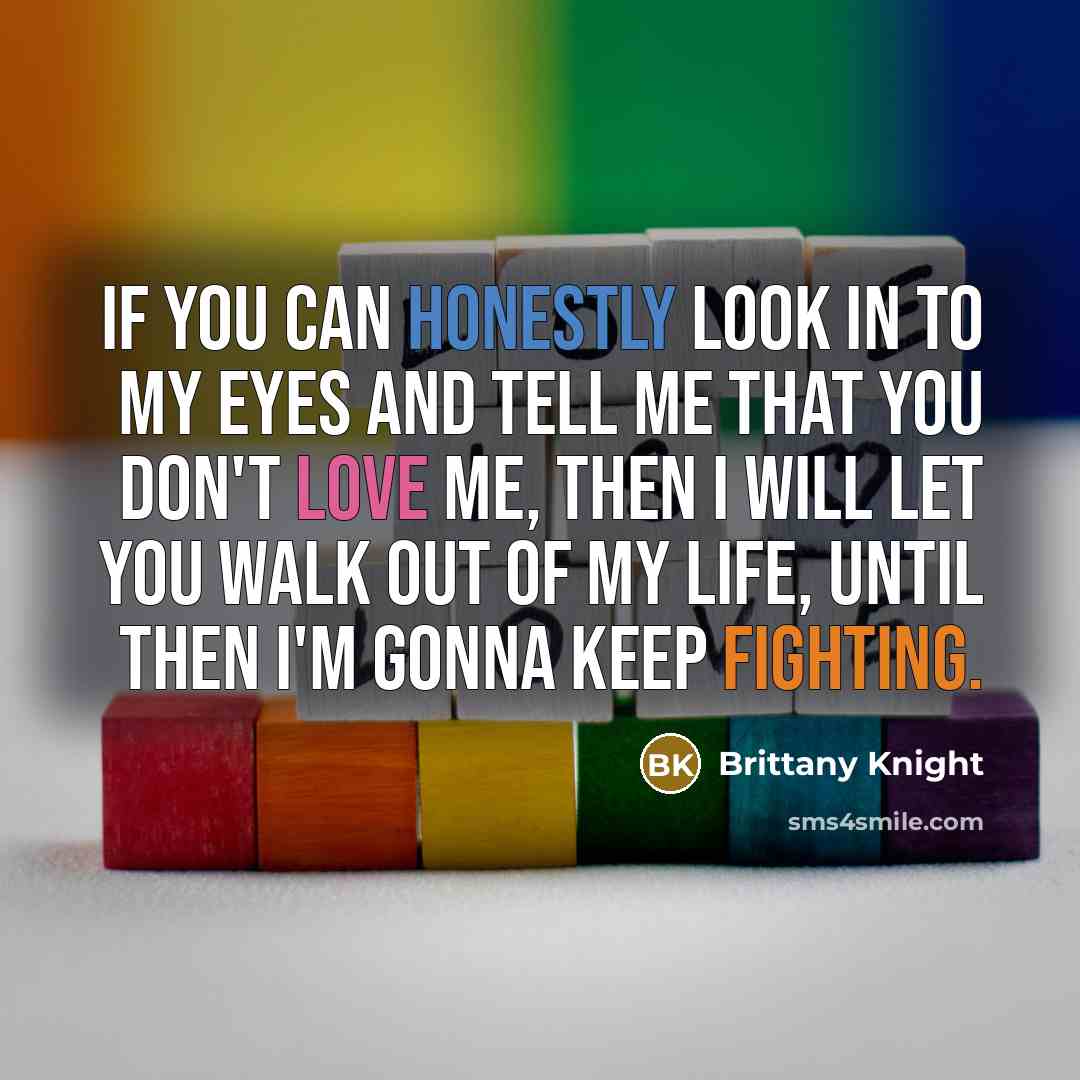 “If you can honestly look in to my eyes and…” quote by Brittany Knight