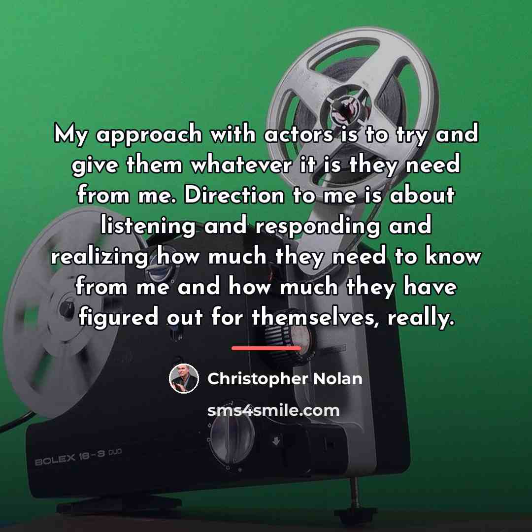 “My approach with actors is to try and give them…” quote by Christopher Nolan