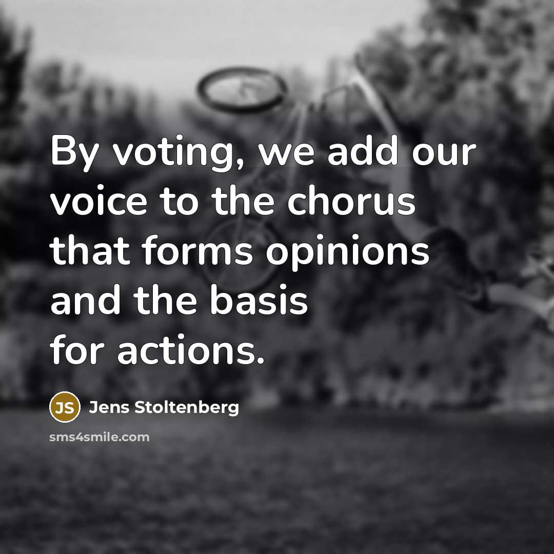 “By voting, we add our voice to the chorus that…” quote by Jens Stoltenberg