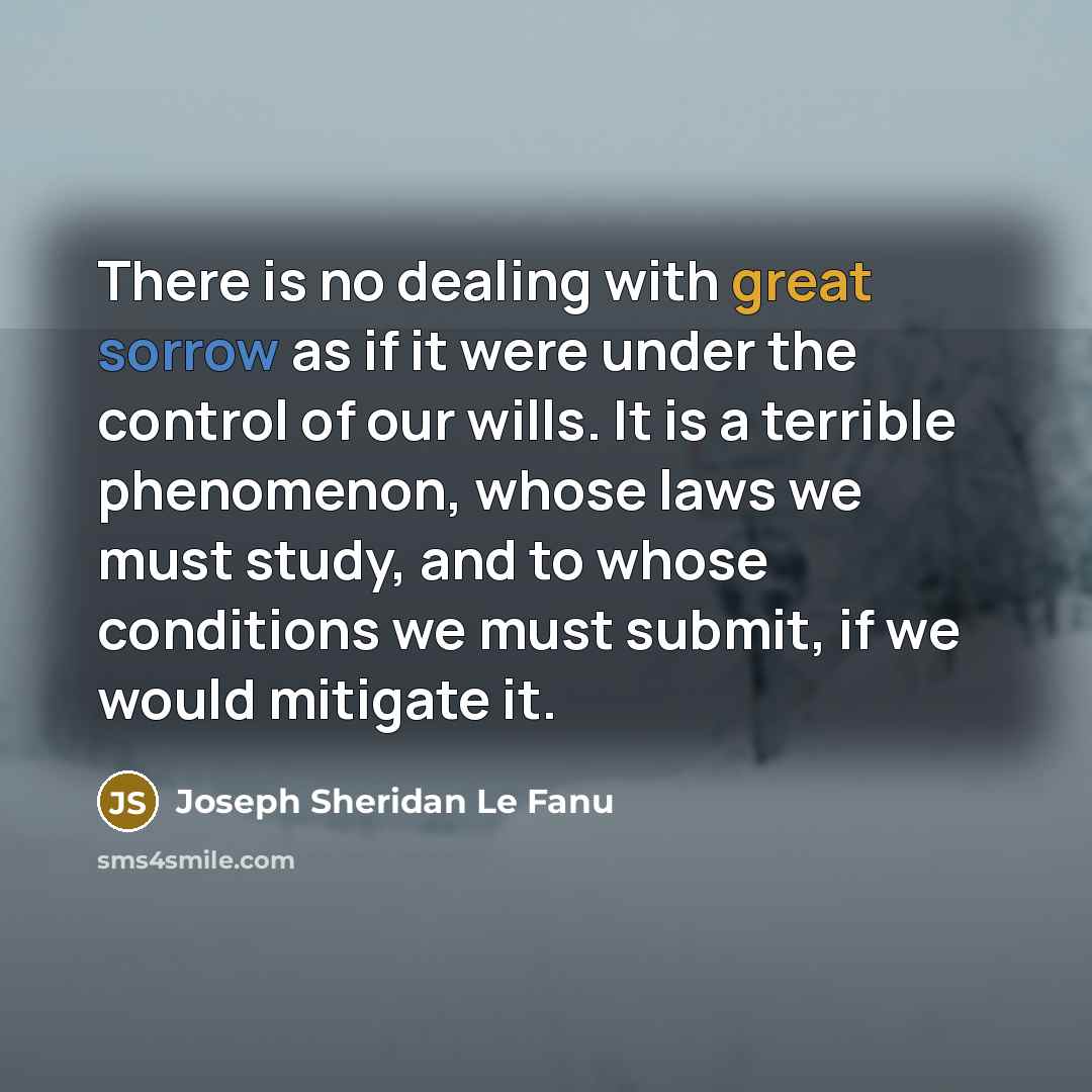 “There is no dealing with great sorrow as if it…” quote by Joseph Sheridan Le Fanu