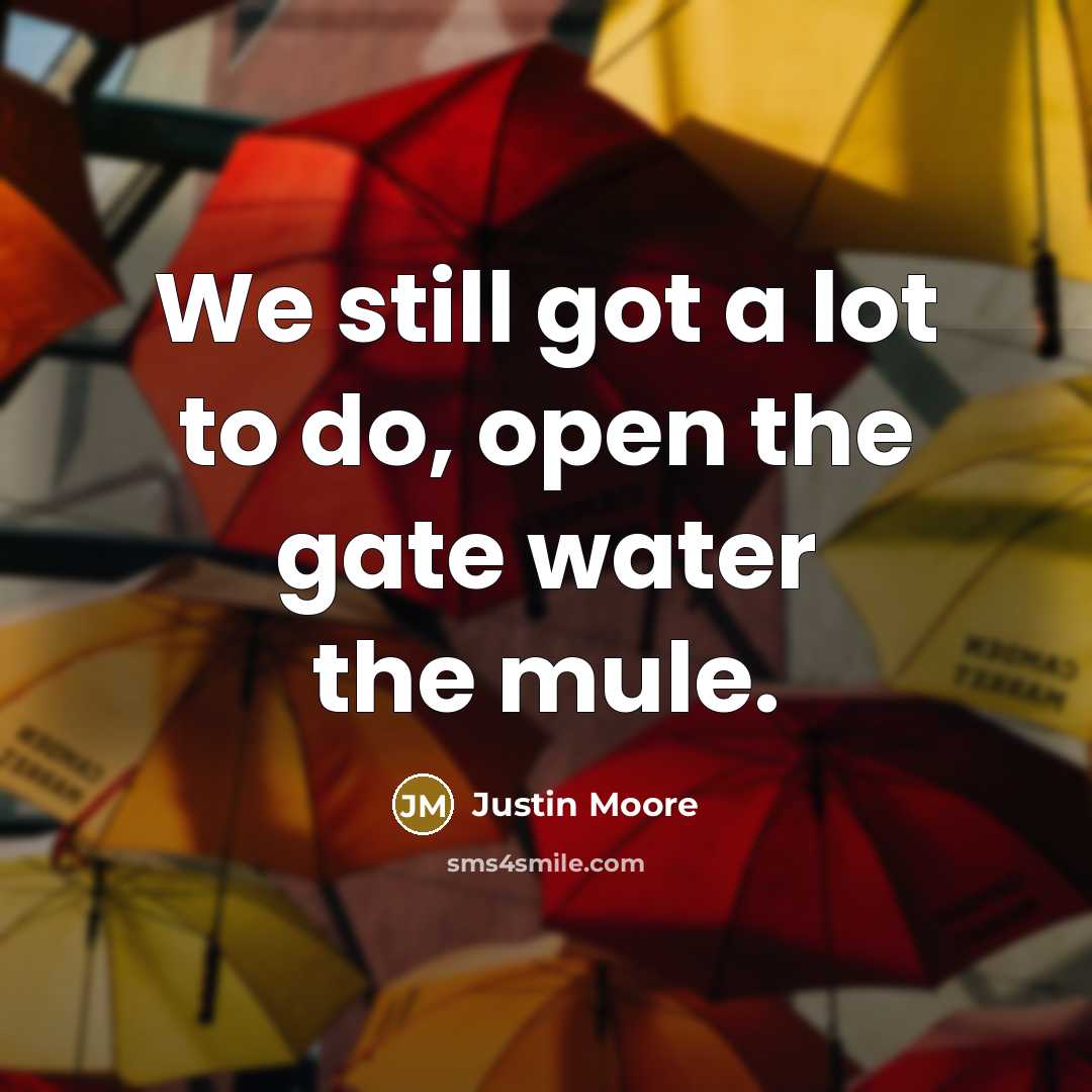 “We still got a lot to do, open the gate water the mule.” quote by Justin Moore