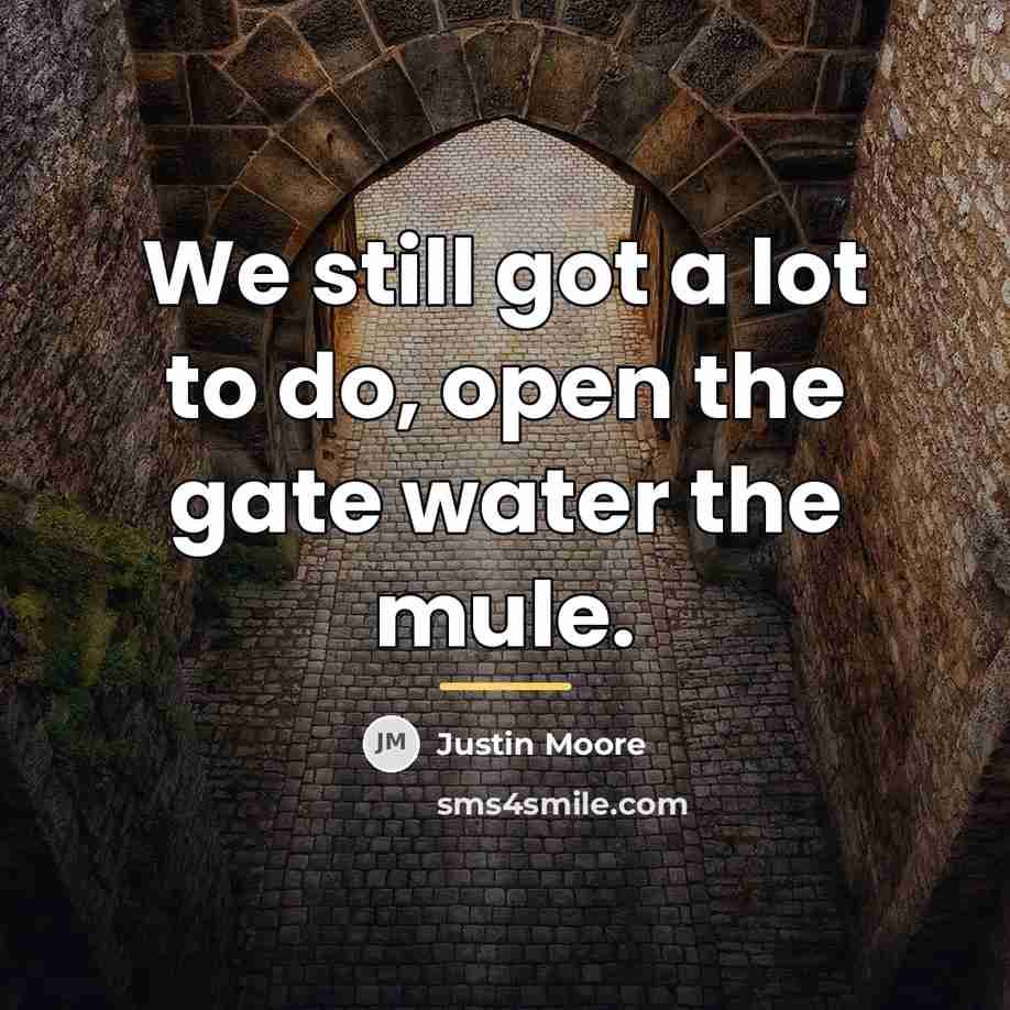 “We still got a lot to do, open the gate…” quote by Justin Moore