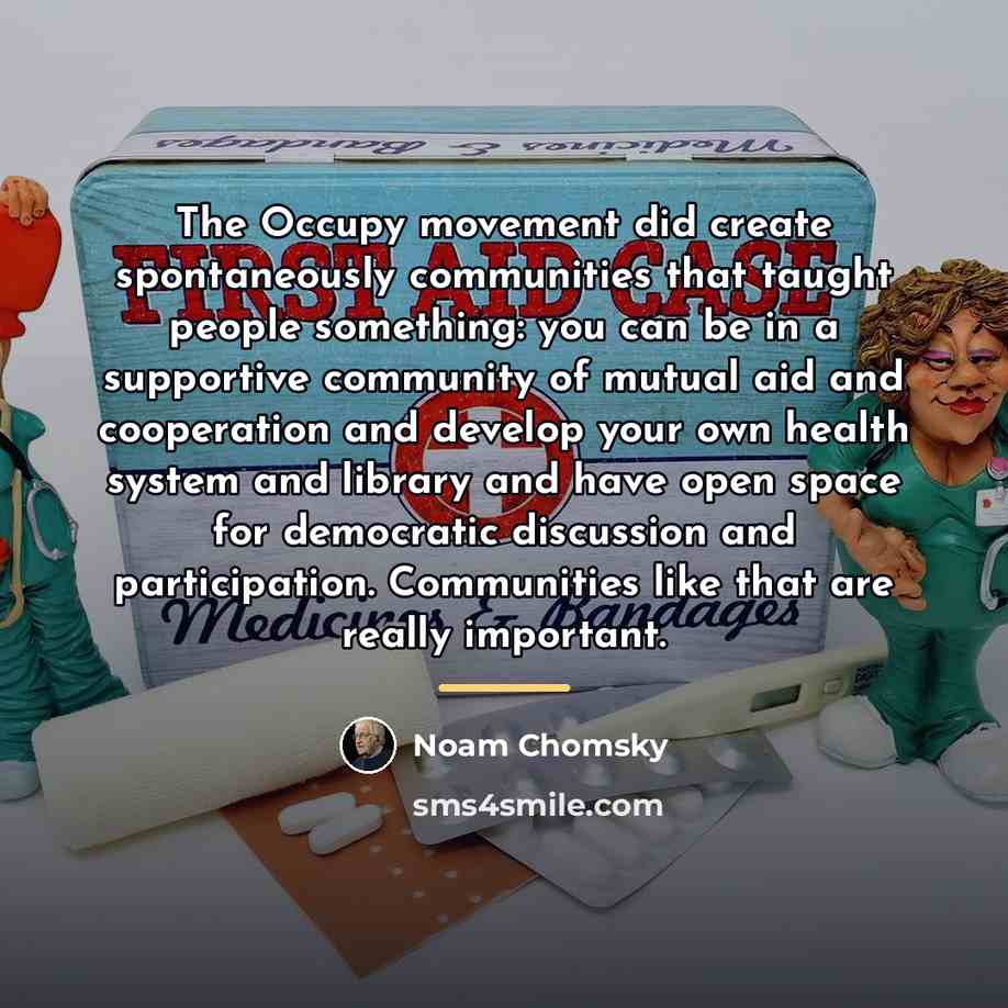 “The Occupy movement did create spontaneously communities that taught people…” quote by Noam Chomsky
