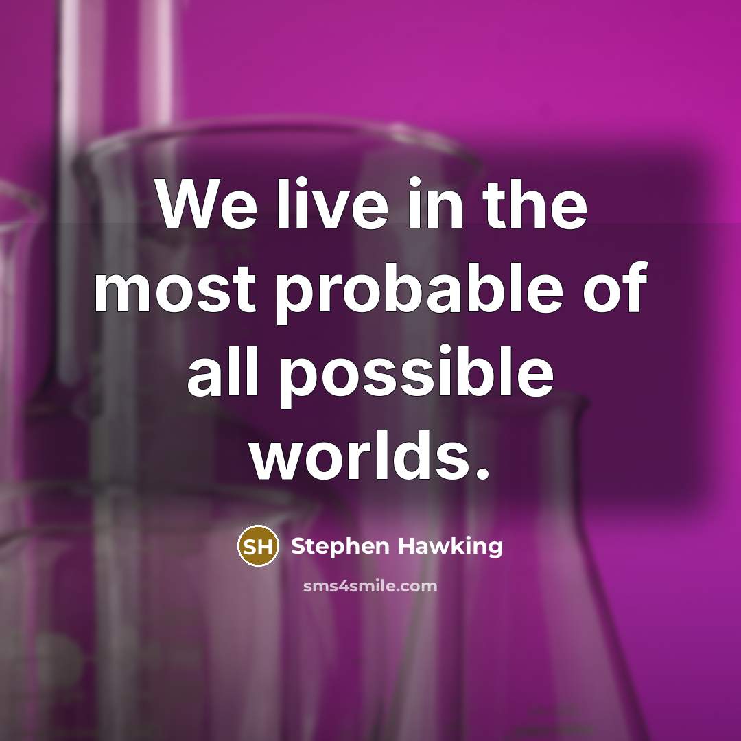 “We live in the most probable of all possible worlds.…” quote by Stephen Hawking