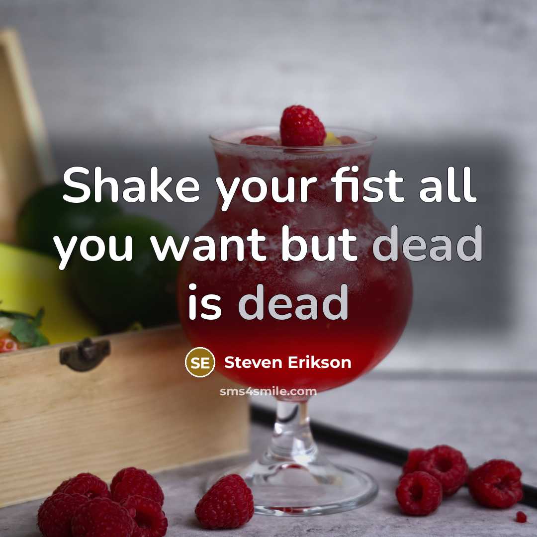 “Shake your fist all you want but dead is dead” quote by Steven Erikson