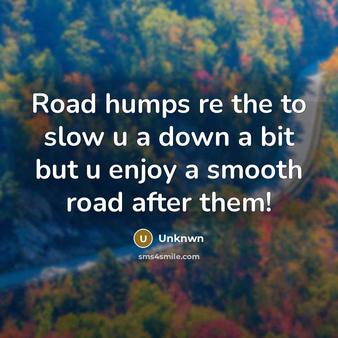 “Road humps re the to slow u a down a…” quote by Unknwn