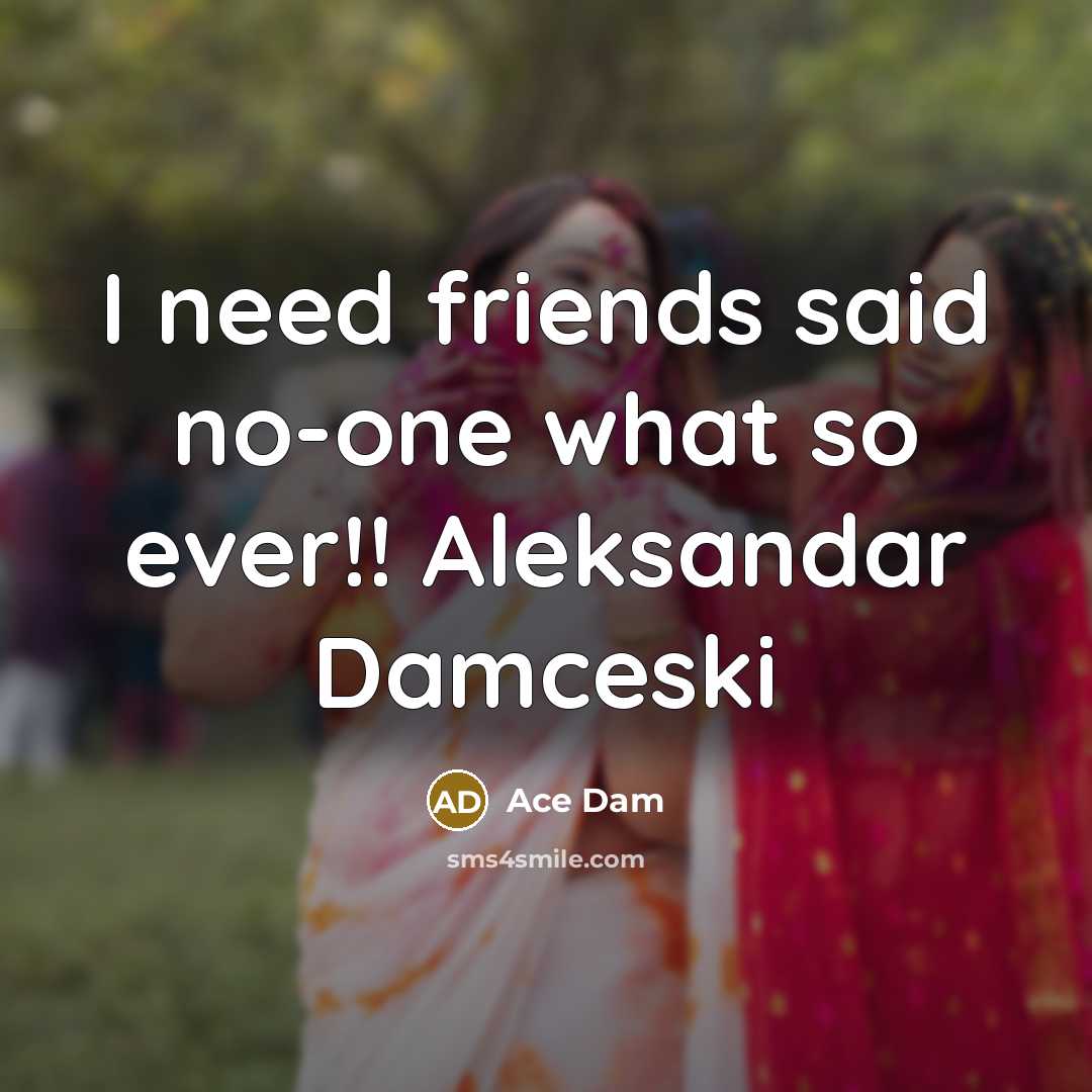 “I need friends said no-one what so ever!! Aleksandar Damceski” quote by Ace Dam