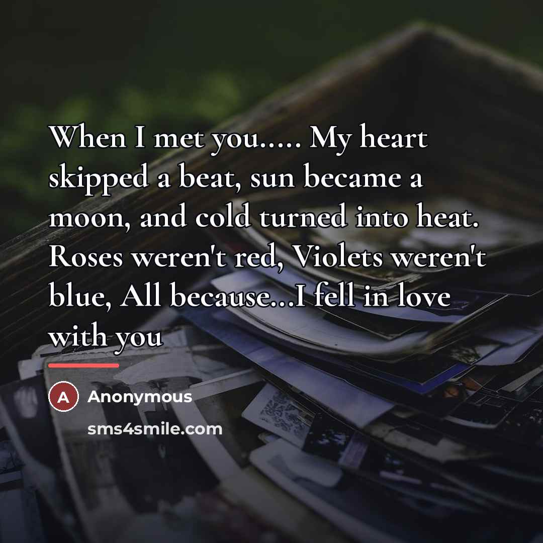 “When I met you..... My heart skipped a beat, sun…” quote by Anonymous