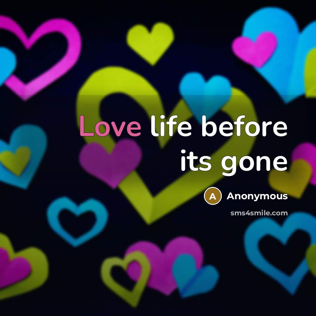 “Love life before its gone” quote by Anonymous