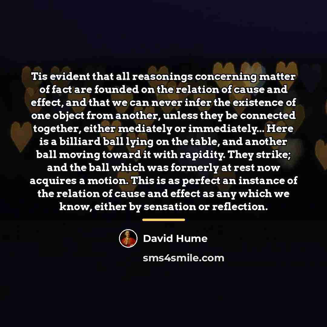“Tis evident that all reasonings concerning matter of fact are…” quote by David Hume