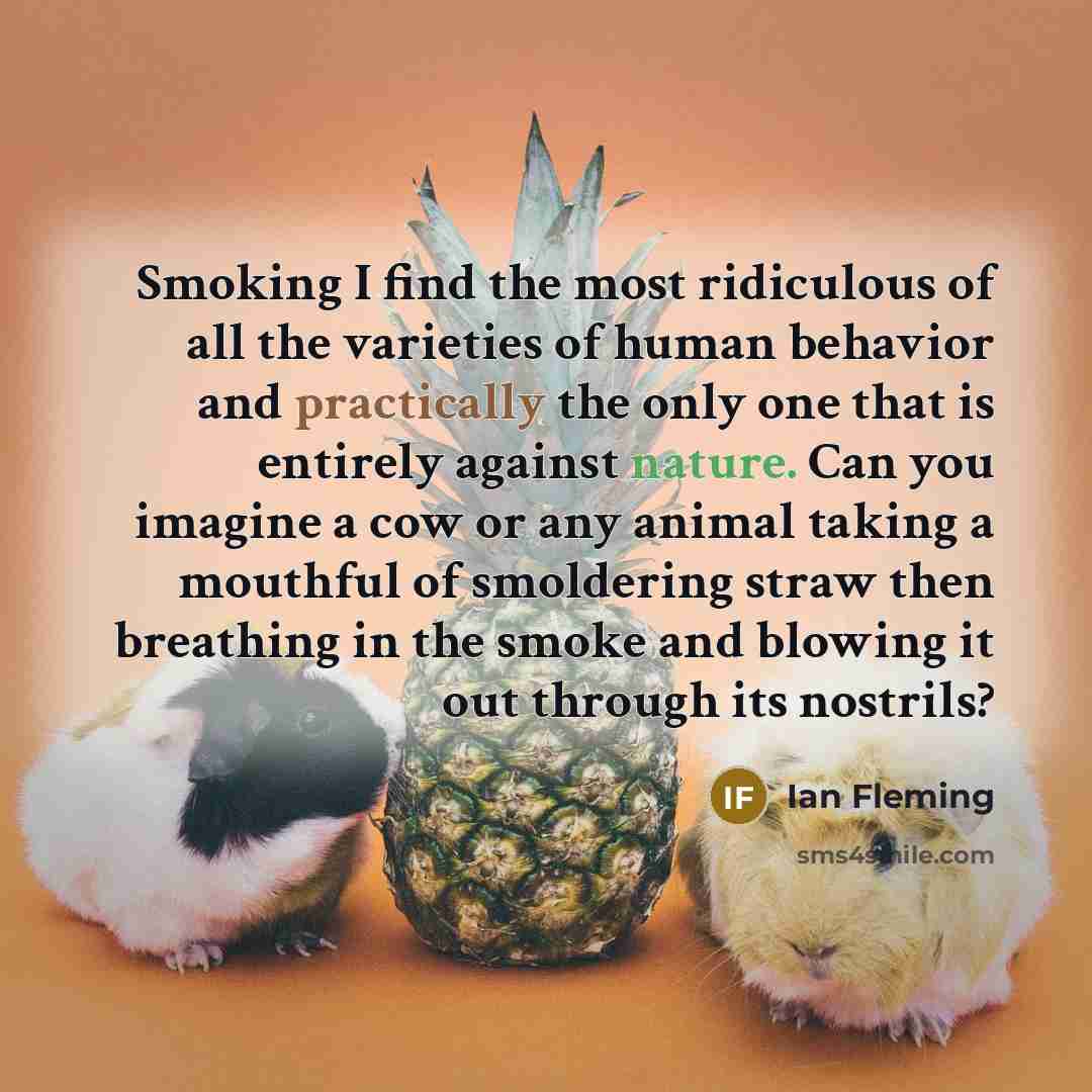 “Smoking I find the most ridiculous of all the varieties…” quote by Ian Fleming