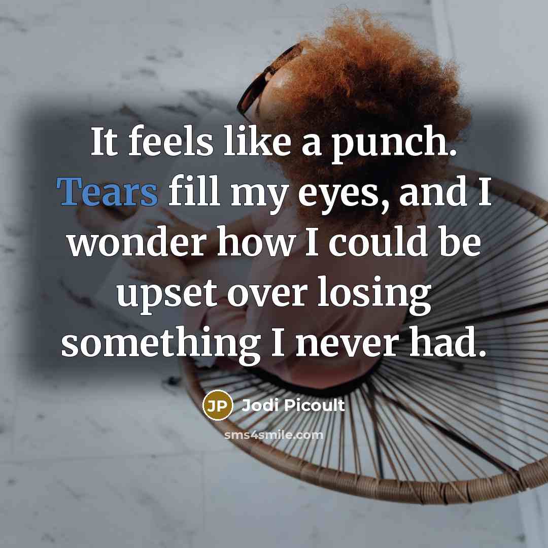 “It feels like a punch. Tears fill my eyes, and…” quote by Jodi Picoult