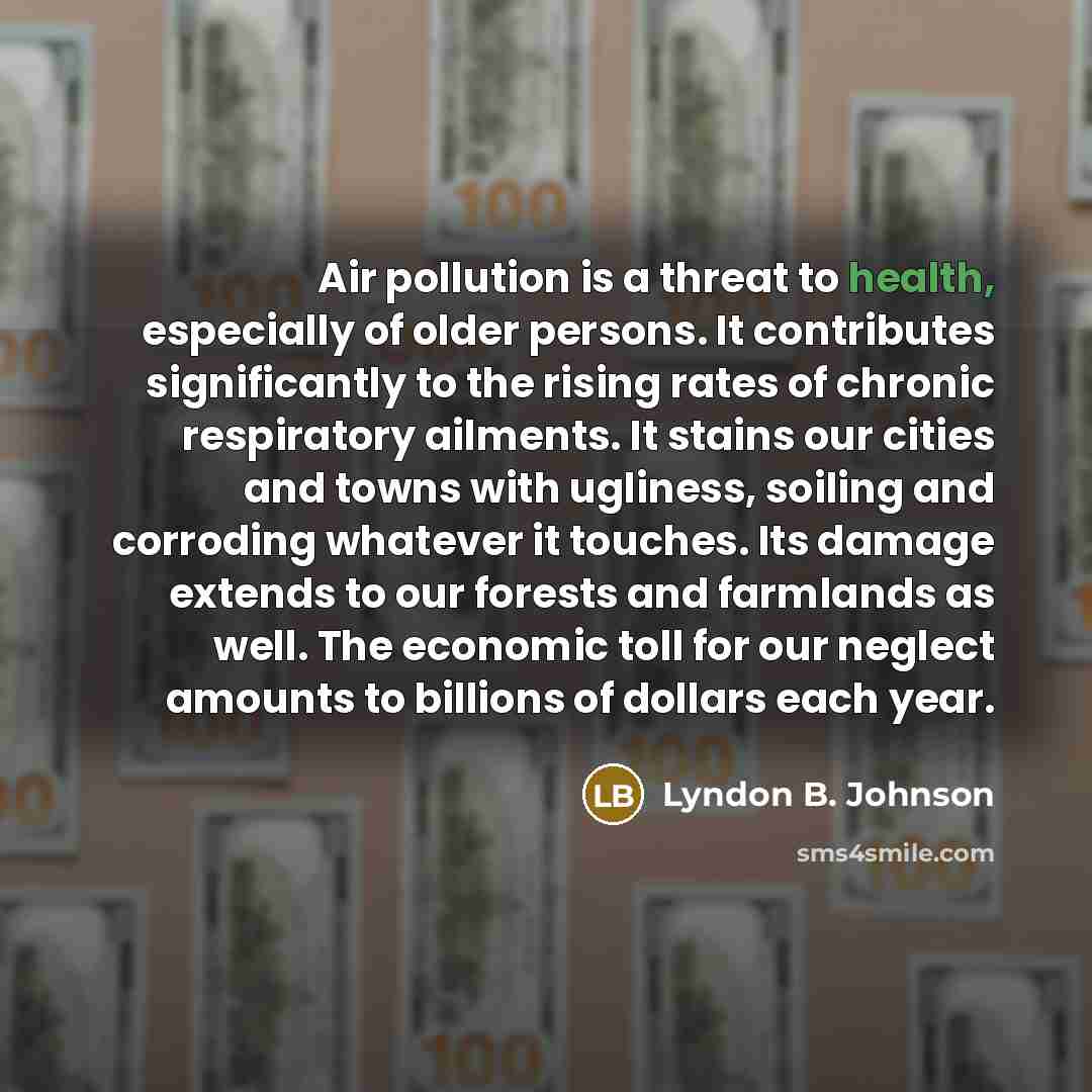 “Air pollution is a threat to health, especially of older…” quote by Lyndon B. Johnson
