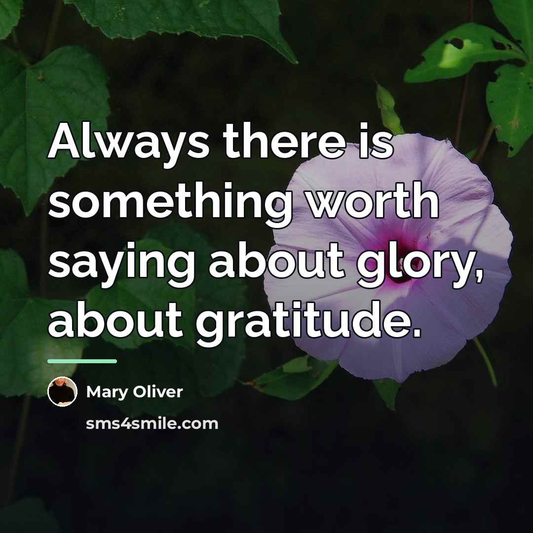 “Always there is something worth saying about glory, about gratitude.…” quote by Mary Oliver