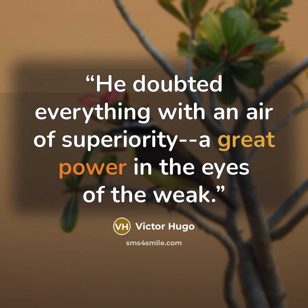 “He doubted everything with an air of superiority--a great power in the eyes of the weak.” quote by Victor Hugo
