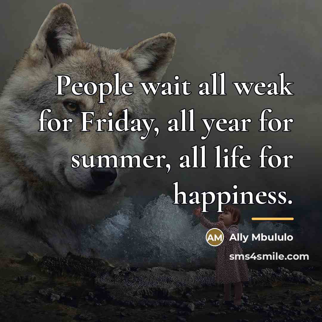 “People wait all weak for Friday, all year for summer,…” quote by Ally Mbululo