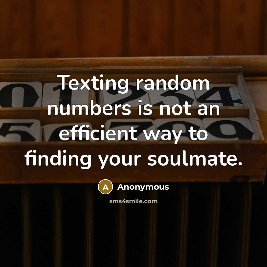 “Texting random numbers is not an efficient way to finding your soulmate.” quote by Anonymous