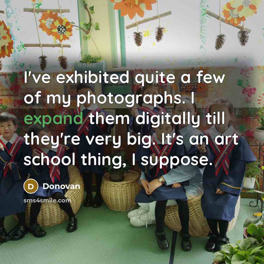 “I've exhibited quite a few of my photographs. I expand…” quote by Donovan