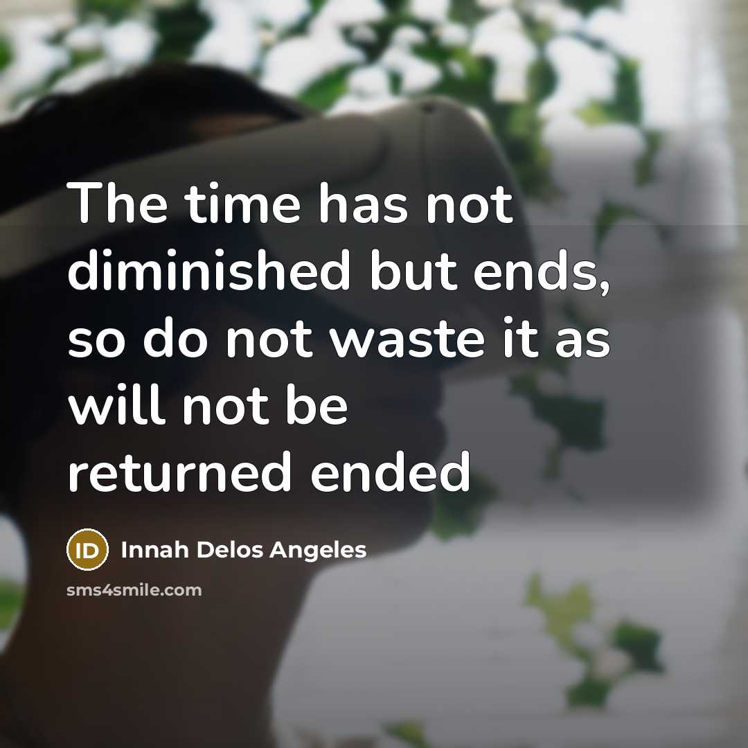 “The time has not diminished but ends, so do not…” quote by Innah Delos Angeles