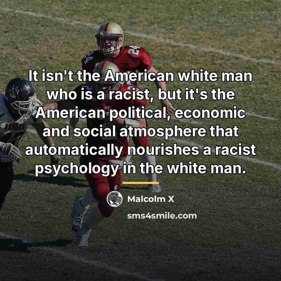 “It isn't the American white man who is a racist,…” quote by Malcolm X
