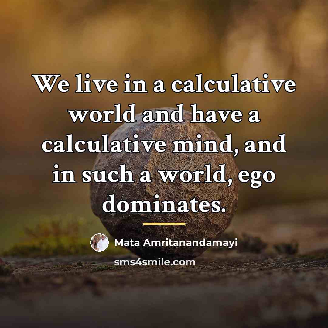 “We live in a calculative world and have a calculative…” quote by Mata Amritanandamayi